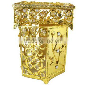 2016 gold plated hotel garbage bin/garbage can L860