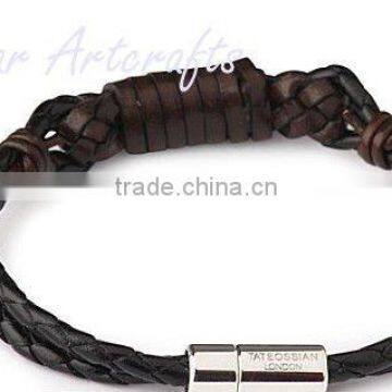 YB001 popular black genuine wrap leather bracelet