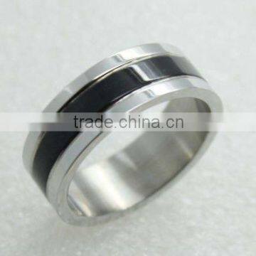 new arrival fashion stainless steel with black epoxy men ring model