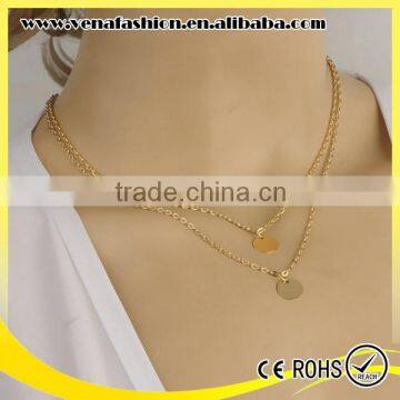 coins style double gracile gold layered cheap chain necklace