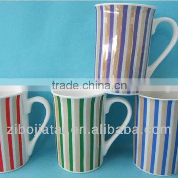 10oz Ceramic Straight Mug with Stripe Decal