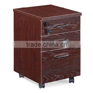 Wooden furniture modern 3 drawers mobile wood filing cabinet lockable design with wheels