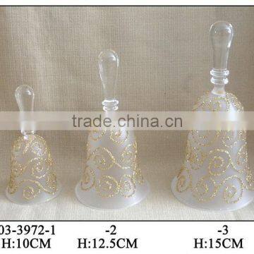 Decorative Clear Hanging Glass Bell with Golden Line Patterns