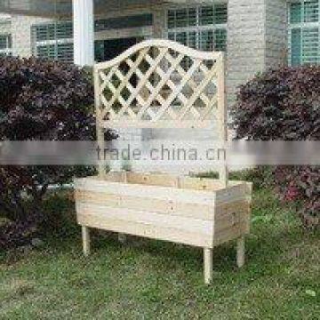 Wooden garden planter with trellis