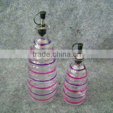 glass oil bottle in different size with colorful hand painting, OEM acceptable