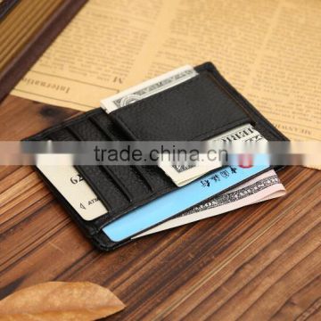 Fashion Men's Genuine Leather Slim Wallet/ Credit Card ID Holder Money Clip Black