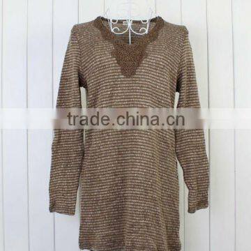 women's fashion knitwear with lace on the neck