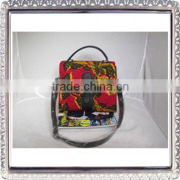 Ladies African Cotton Handbag Wax Fabric And Leather 2016