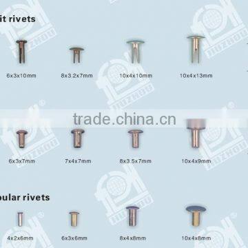 hollow rivet, split rivet, Tubular rivet