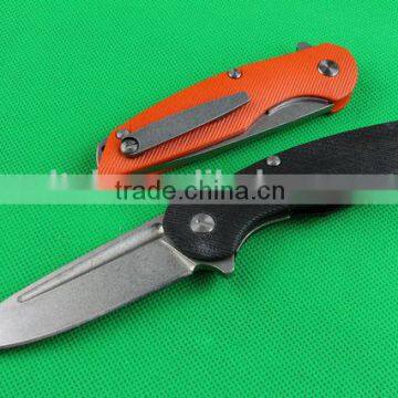 OEM G10 handle folding hunting knife with different colors in stock