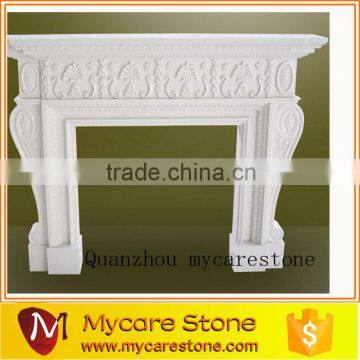 Prefab A grade white color handcarved fireplace