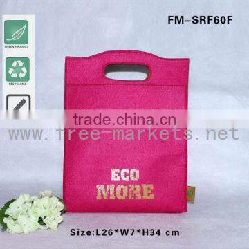 Green reusable Recycled felt grocery bags with handle