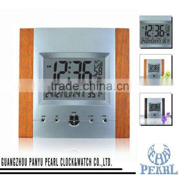 Pearl Radio Controlled Wall Clock PR608 With Alarm, Calendar Thermometer