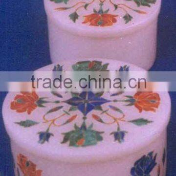 Decorative Round marble Inlay Box