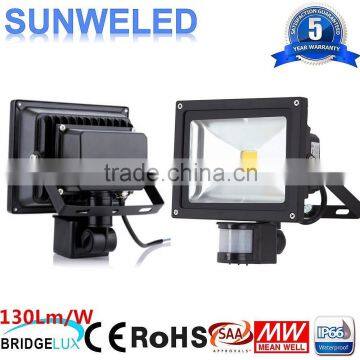 Bridgelux 45Mil 30W Biard LED Floodlight With PIR Motion Security Sensor 10w 20w 30w 50w 70w 100w with CE IES IP65