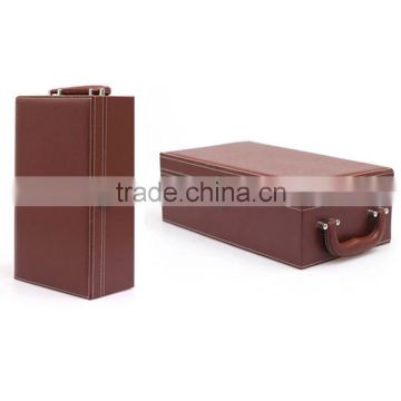 custome logo faux leather wine carrier made in China