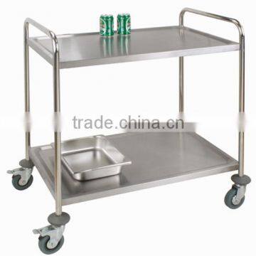 Stainless Steel Restaurant Serving Trolley With Wheel