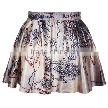 Latest New Design Mature Women In Skirts Maps Print Dress N13-19