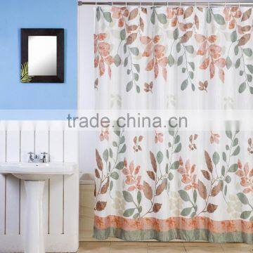 Leaf Design Printed Polyester Shower Curtain