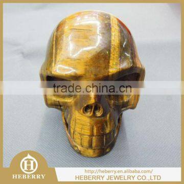 charming yellow tiger eye crystal skull all by handmade good for collection or decoration