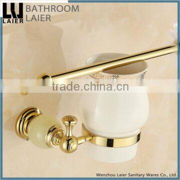 Western Unique Design Brass And Stone Gold Finishing Bathroom Accessories Wall Mounted Toilet Brush Holder