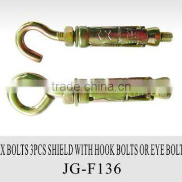 Fix bolt 3pcs shield with hook bolts or eye bolts