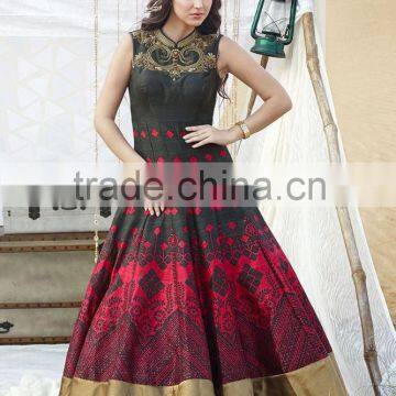 Qualified Grey Raw Silk Anarkali Suits/Buy Online Anarkali Suits