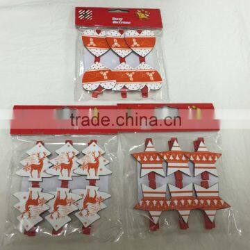 Red Wooden mini crafts pegs with heart /tree /stars Small patch Christmas clips Gifts for party decoration