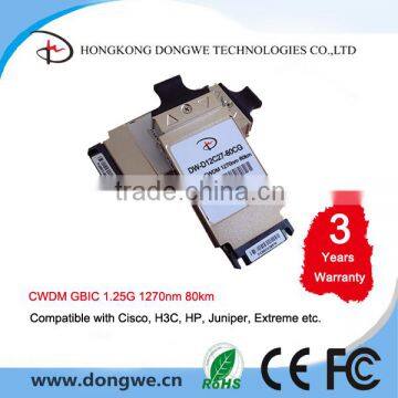 CWDM-GBIC-1270, Cisco compatible, 1.25G CWDM GBIC Module/Transceiver ,1270nm, 80km, SC