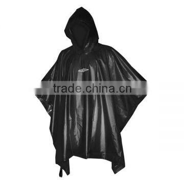 Hot sale high quality reusable pvc cheap black poncho raincoat