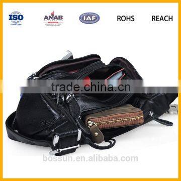 Black Men Genuine Leather Waist Bag High Quality Waterproof