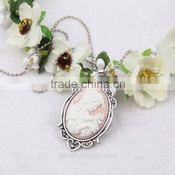 fashion jewelry necklace steampunk necklace pink beauty silhouette silver cameo pendant 2015 new party dress made in China yiwu