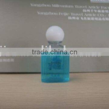 shampoo,pack in PE bottle, 30ml or 40ml shampoo, one color logo on the bottle, transparent blue shampoo,any details as your need