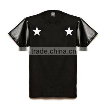 fashion leather sleeves t-shirts