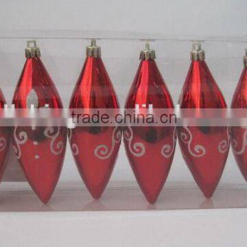 Red Hot Shatterproof 4-Finish Finial Drop Christmas Ornaments