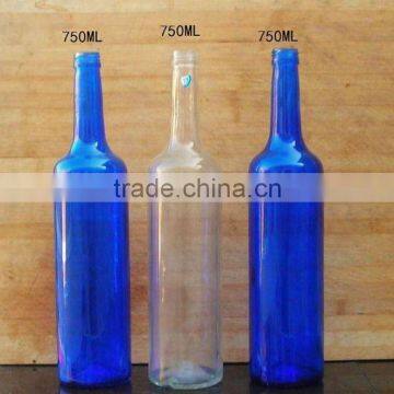 750ml blue color liquor bottle