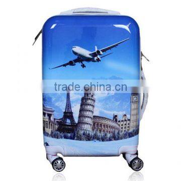 2014 New Design Tower Plane Print Luggage Case, ABS+PC Travel Universal Wheel Student Luggage (BXST1491)