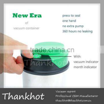 Colorful Canister sets, vacuum sealed,FDA/EU approved, Stainless steel body, ABS,silicon gel Lid