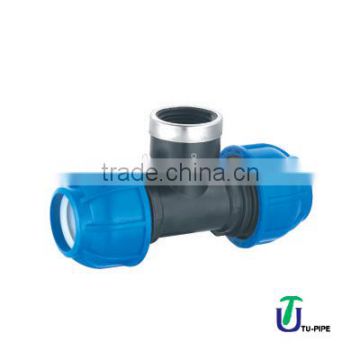 PP 90 Tee threaded with female threaded offtake DIN 8076 / ISO 14236 (heavy)