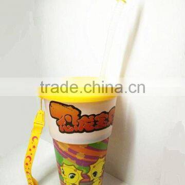 wholesale iml label plastic drinking cup with straw