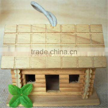 Wood Carved Bird Houses Miniature Wood Crafts Houses Wooden Houses With Three Window photo-2