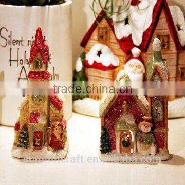 Handmade resin christmas decoration house candle holder