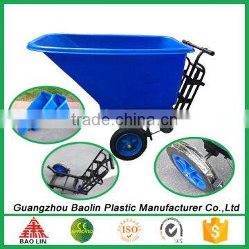 Two wheel heavy duty plastic wheelbarrow easy control blue and red colour for good sale