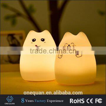 Cute LED children mood night light silicone cat light for kids