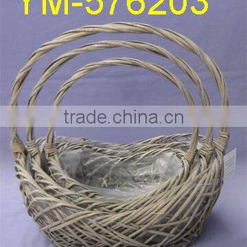 Boat Shape Willow Garden Flower Basket With Liners