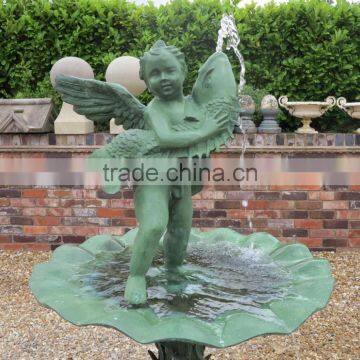 outdoor garden decoration bronze metal crafts large fish sculpture fountain with angel