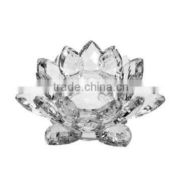 Beautiful Clear Crystal Lotus Candle Holder