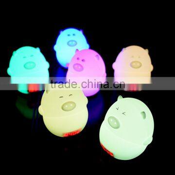 High Quality Cute Silicone Kids Child Cheap Color Changing Alarm Clock Pig Night Light photo-4