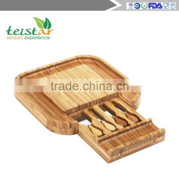 Manufacturers Selling 100% Organic Bamboo Cheese Board and Four Slices of Knife photo-3