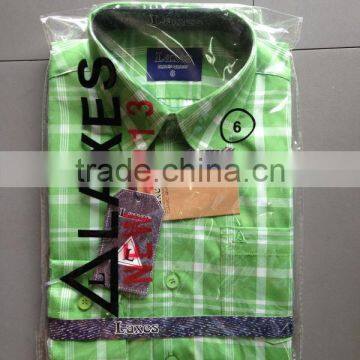 Kid's casual shirt ,check design,embroidery,short sleeve---factory